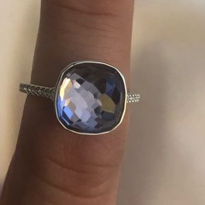Swarovski Crystal Rhodium Plated Tanzanite Ring